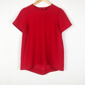Madewell Tailored High Low Top | Red | Size Small